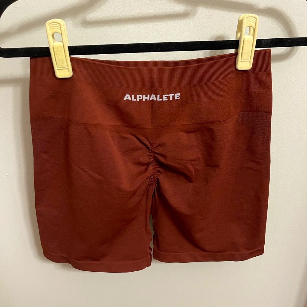Alphalete Rust Red Athletic Bike Shorts
